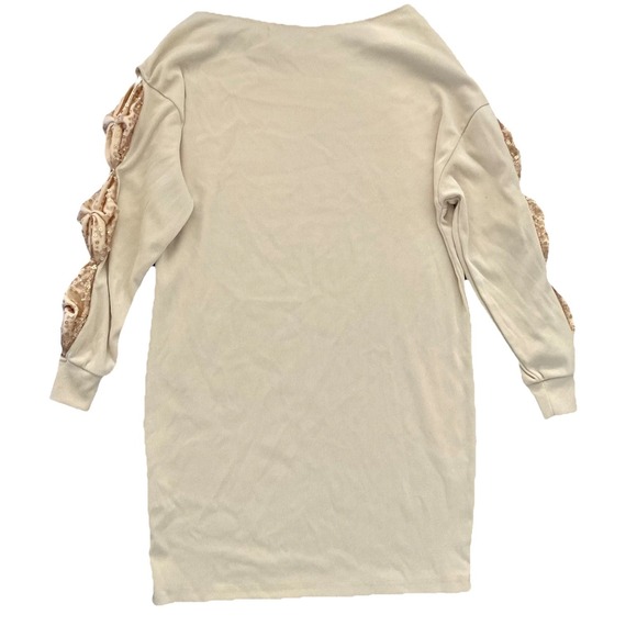 Sz Blockprints Dresses & Skirts - ChicMe Beige Long-sleeved Sequined Sweater Dress Sz S/M